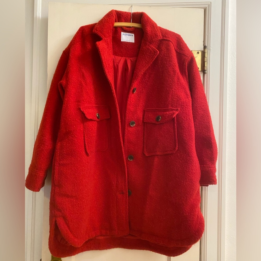 Red Wool-blend Shacket